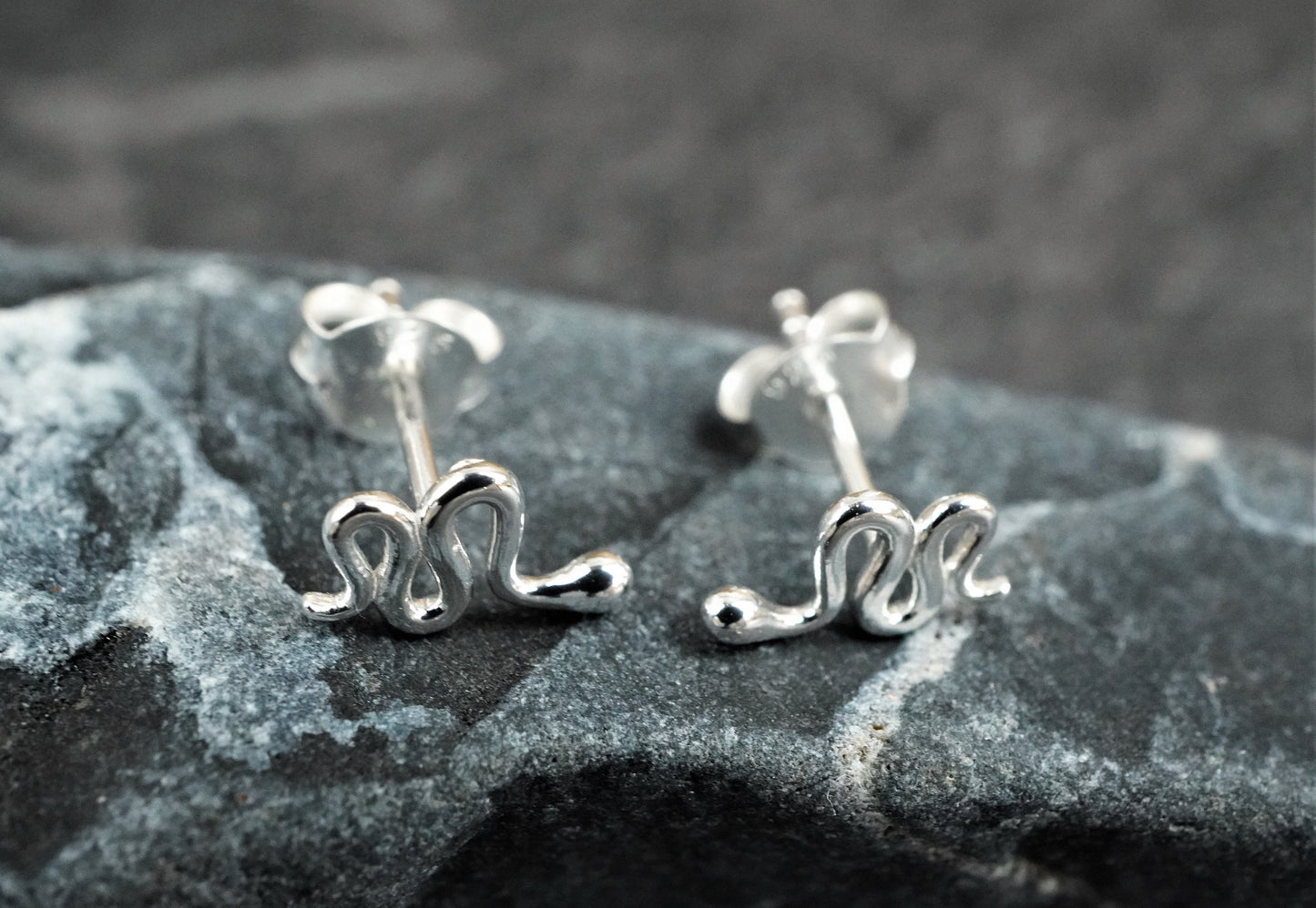 Tiny Snake Sterling Silver Dainty Ear Stud* Feminine * Symbol * Fertility * Rebirth