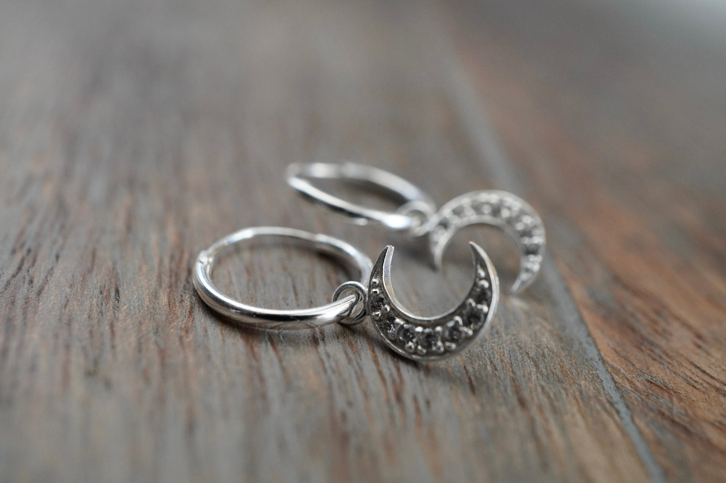 Sterling Silver Moon Hoop earrings * Boho earrings * Moon earrings * Hoop jewellery