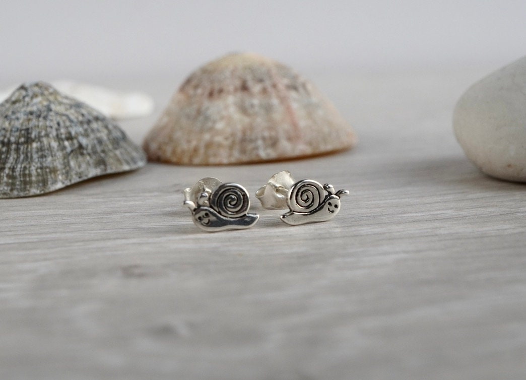 Sterling Silver Snail Ear Stud * Gift for her