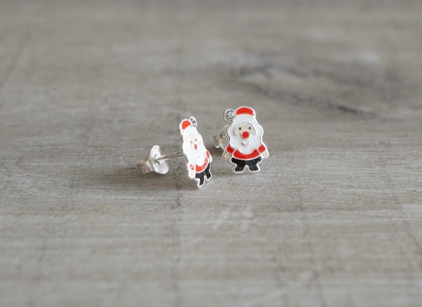 Santa Ear Studs * Sterling silver * Christmas Jewellery * Festival earrings