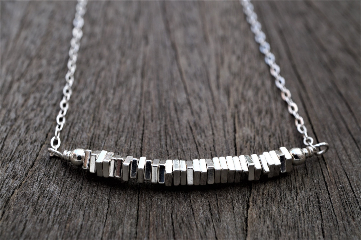 Hematite Sterling Silver Bar Necklace* Hematite Jewelry* Dainty *Gift for her* Feminine *Silver necklace
