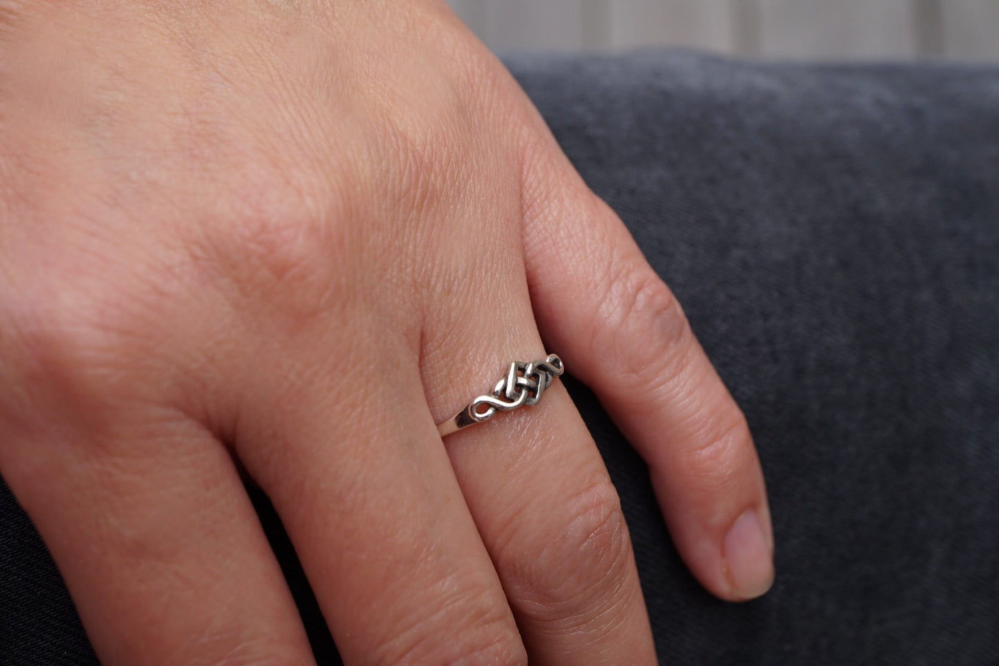 Delicate Celtic Sterling Silver Knot Ring, Size N/7, Wiccan,Pagan, Promise ring, Viking jewellery, gift for her