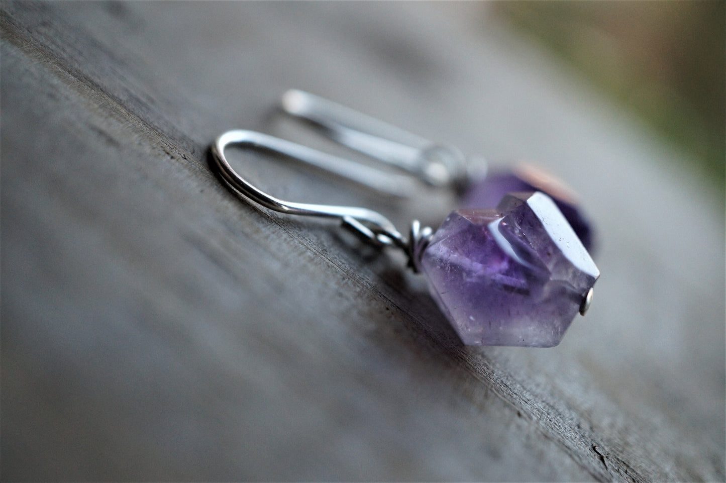 Raw Amethyst Earrings *Sterling silver *February Birthstone *Calming stone *Short earrings