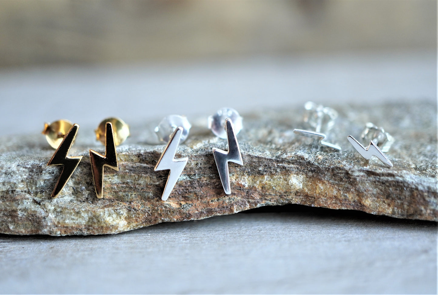 Lightning Sterling Silver Dainty Ear Stud* Feminine * Thunderbolt jewellery