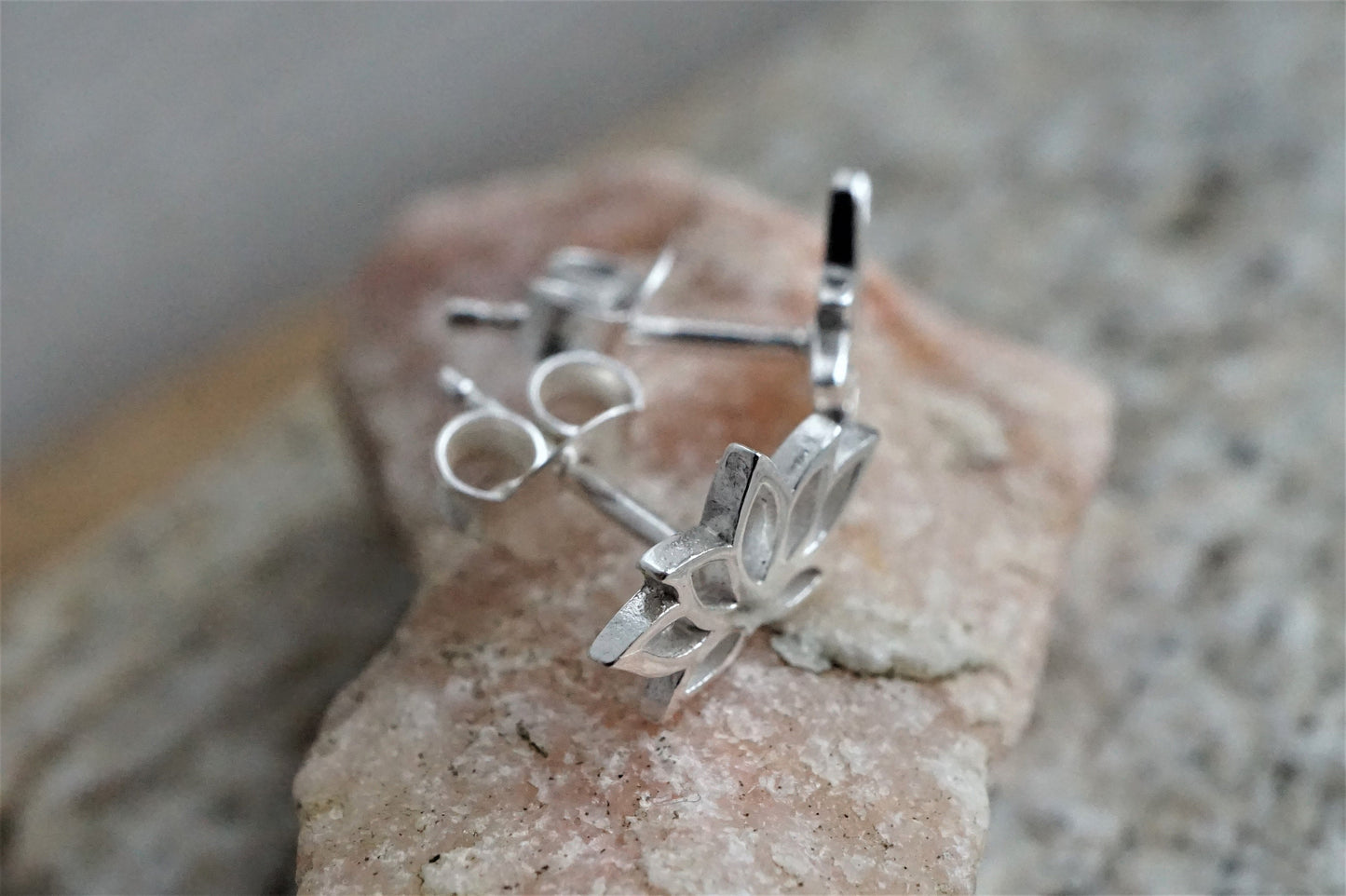 Silver Lotus Ear Stud * Yoga earrings * Flower earrings * Lotus jewelry * Sterling silver