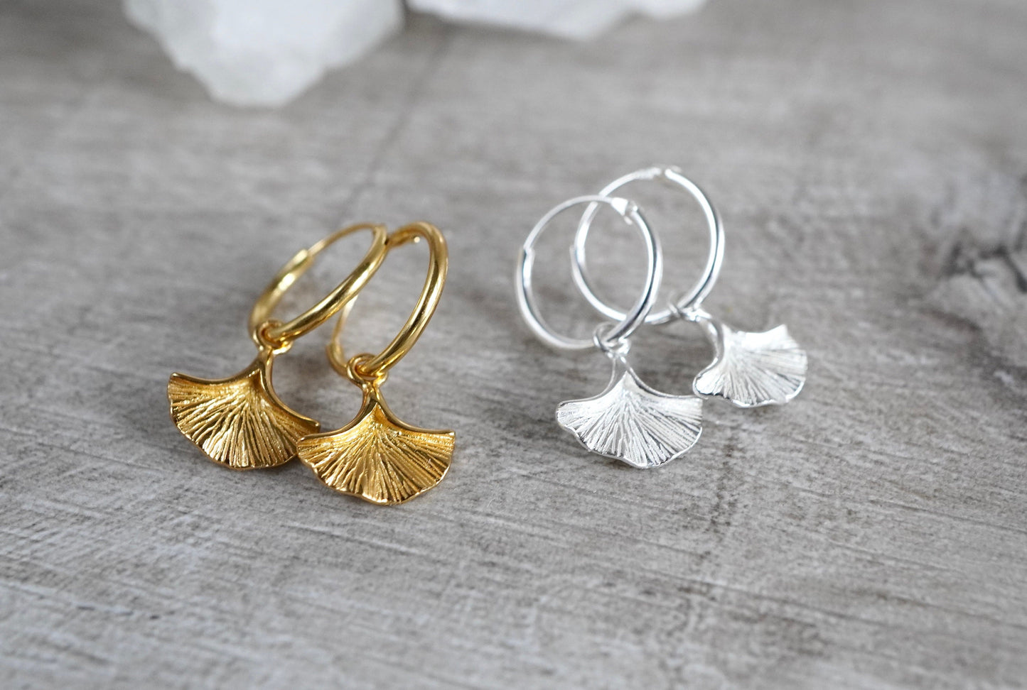 Cute Ginkgo Leaf Hoop Earrings * Leaf earrings * Ginkgo Biloba Hoop * Small hoop