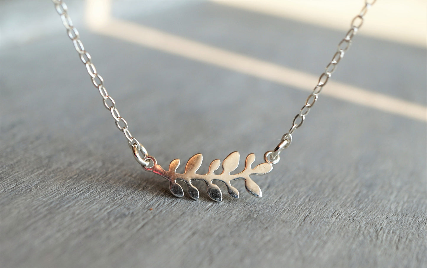 Sterling Silver Olive Branch Necklace* Dainty* Gift for her* Feminine* Silver leaf