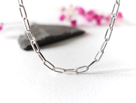 Paperclip Sterling Silver Necklace* Long link Necklace* Gift For Her