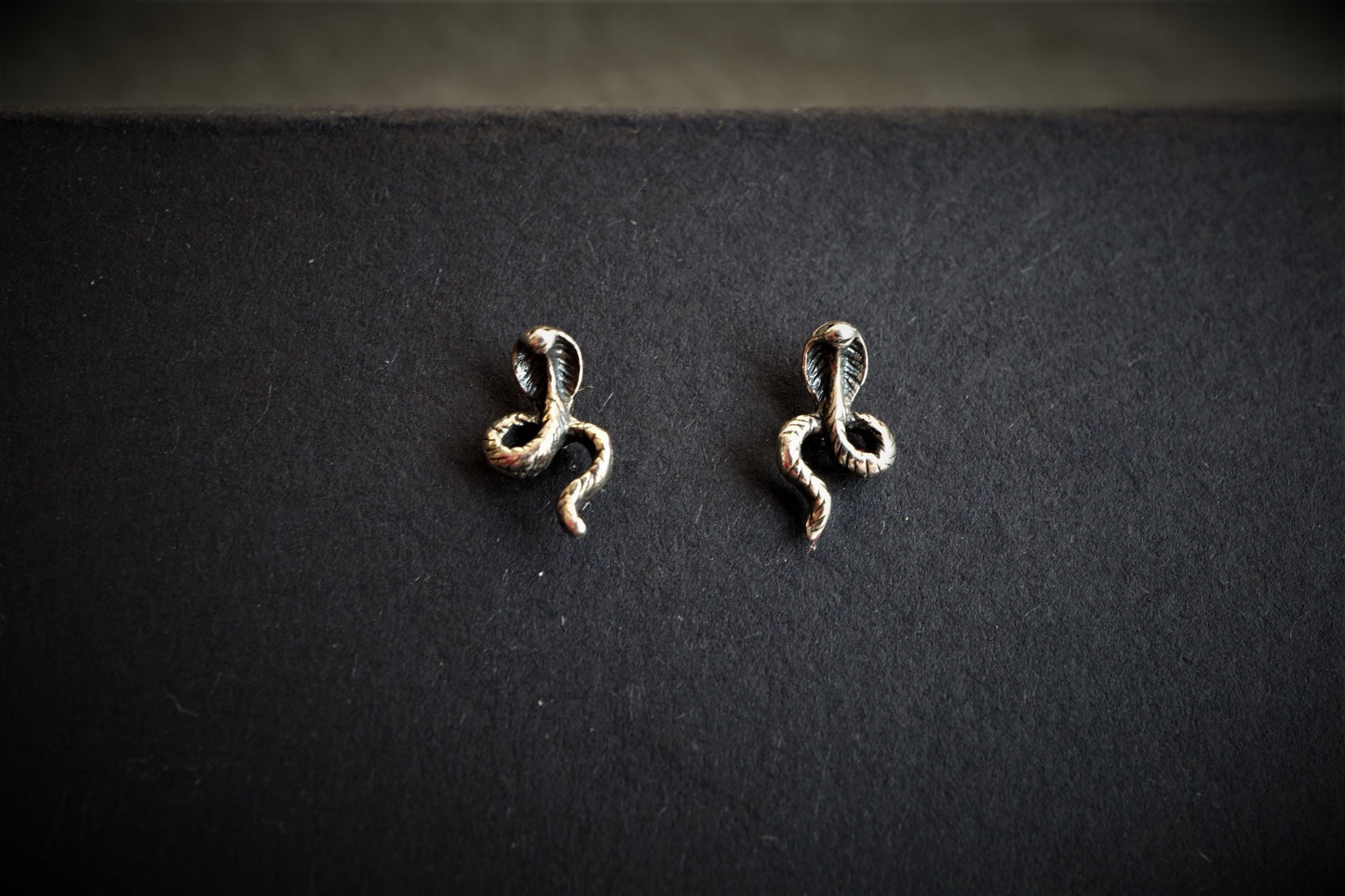 Tiny Cobra Stud Earrings * Sterling Silver * Snake jewellery
