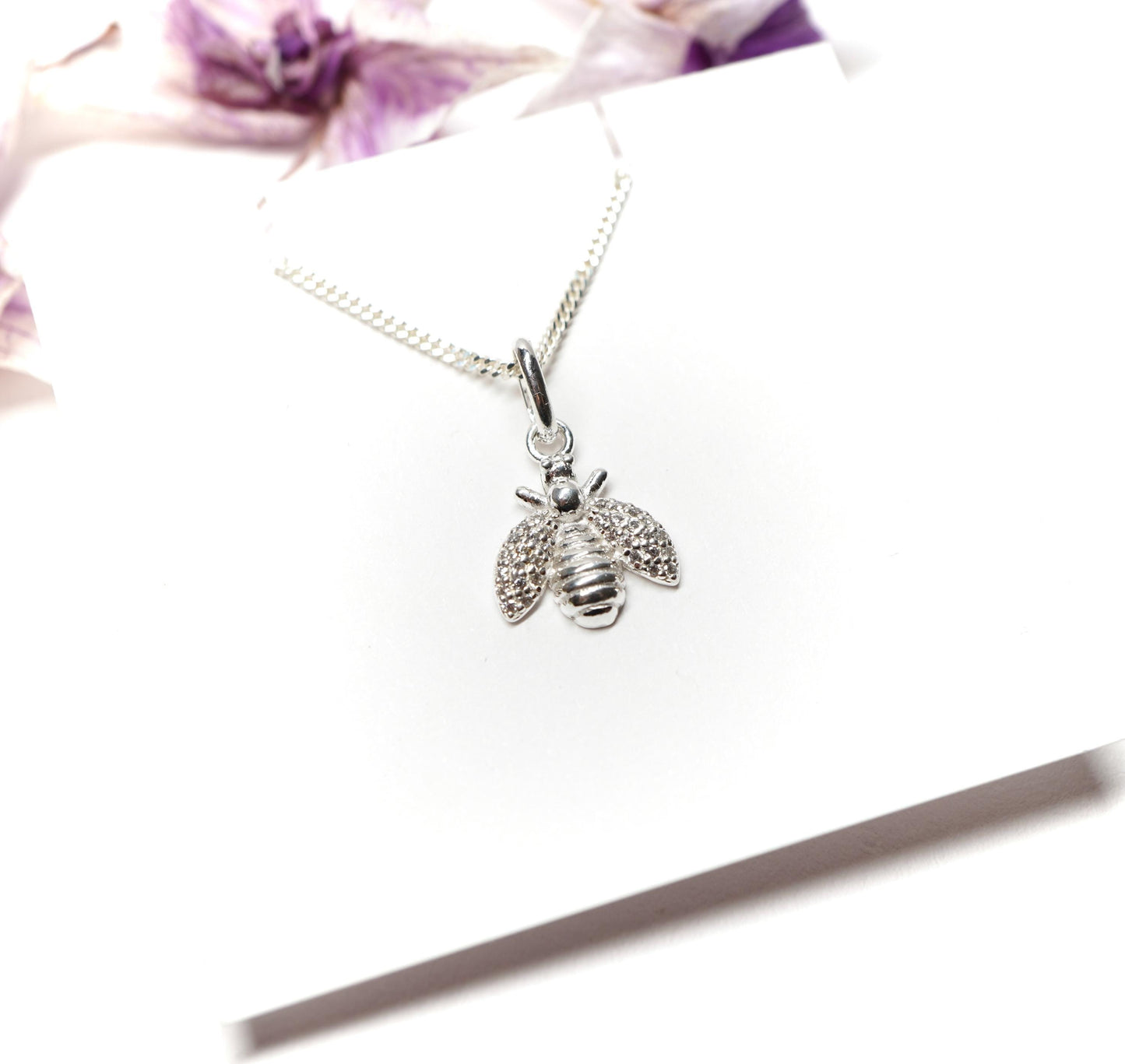 Lovely Bee Sterling Silver Necklace * Bee fan * Dainty * Gift for her * Feminine *