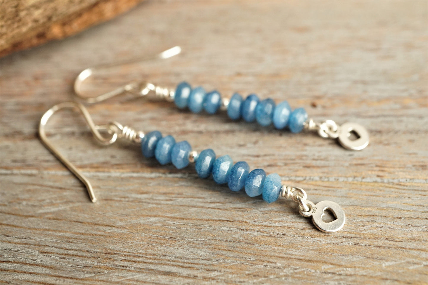 Blue Jade Sterling Silver Earrings * Gift for her * Feminine * Dangle earrings * Blue earrings