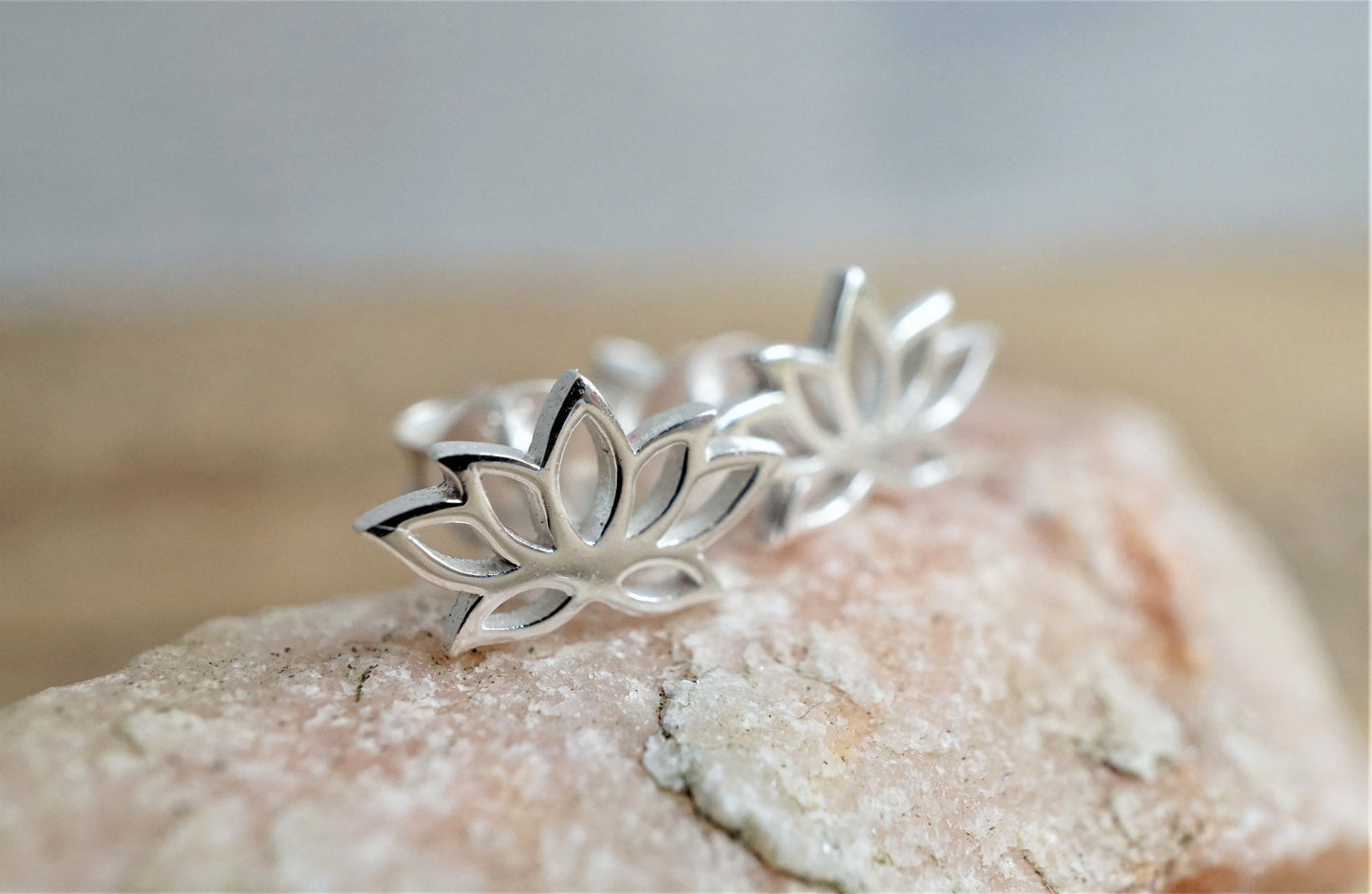 Gold Lotus Ear Stud * Yoga earrings * Flower earrings * Gold jewelry * Sterling silver