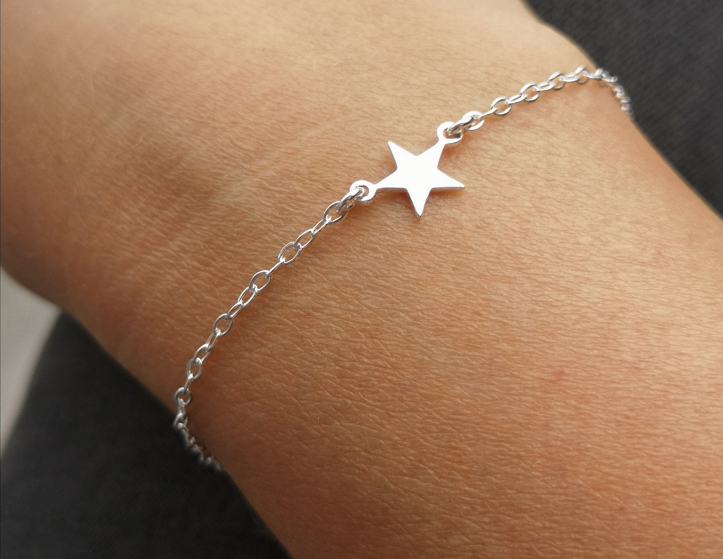 Star Sterling Silver Dainty Cord Bracelet* Feminine* Layered Bracelet* Gift for her