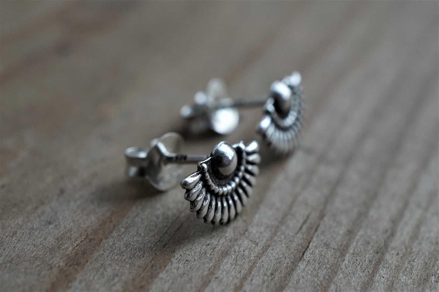 Small Sterling Silver Flower Fan Stud Earrings * Silver jewellery * Boho jewelry * Bohemian