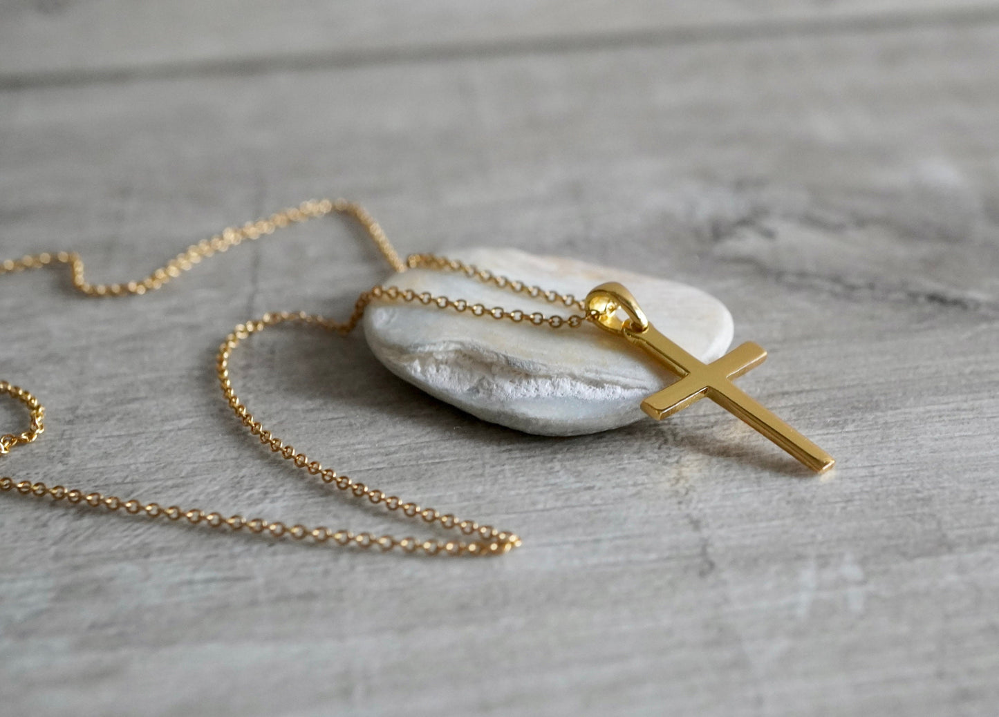 Sterling Gold Cross Necklace * Silver Cross * Gift for her * Plain Cross *