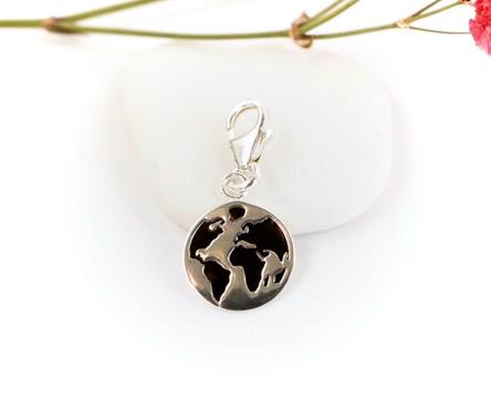 Sterling Silver Earth Clip on Charm, Earth charm, Traveller charm