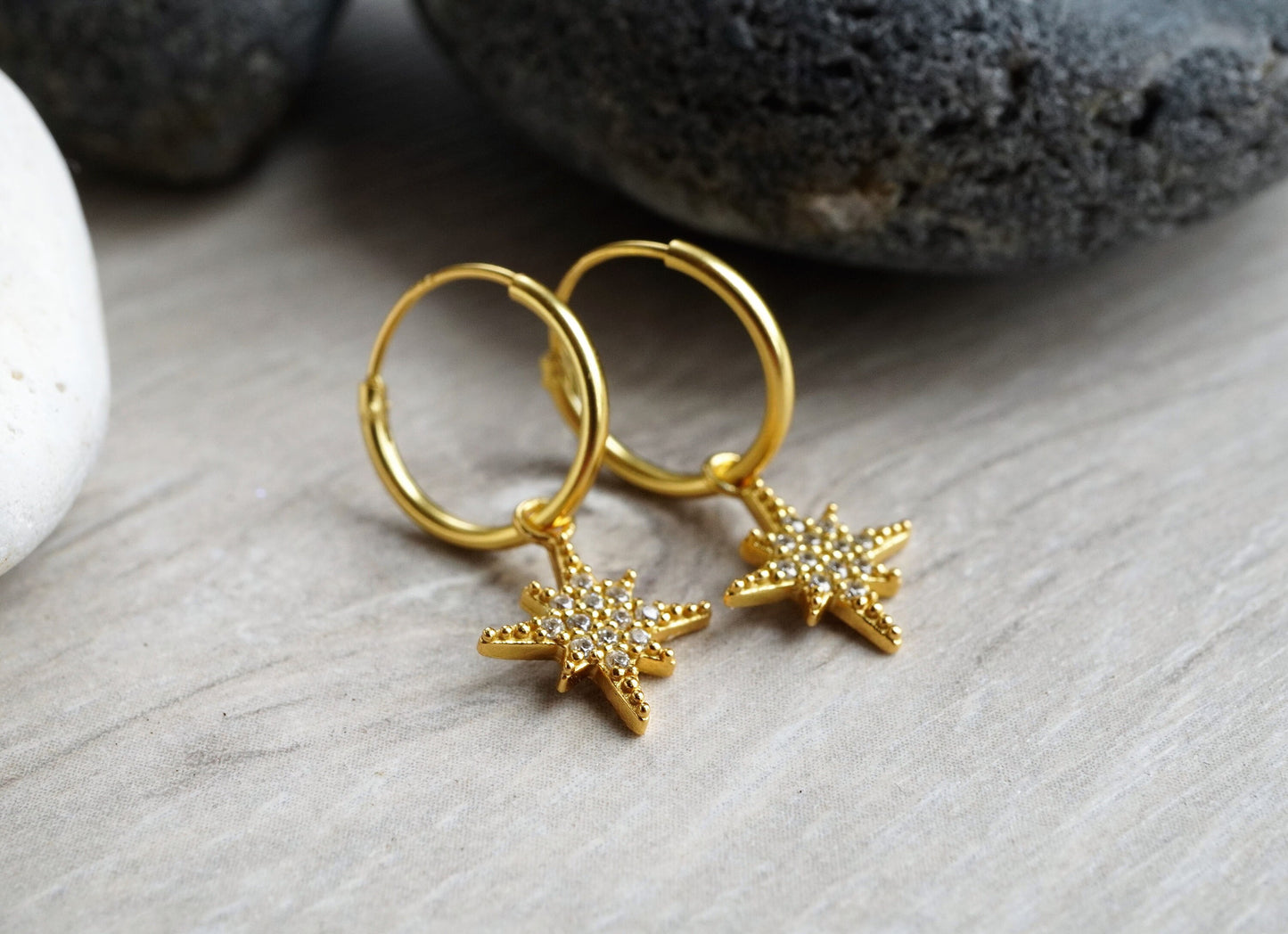 Northern Star Hoop Earrings * Boho earrings * Golden hoop * Feminine jewellery