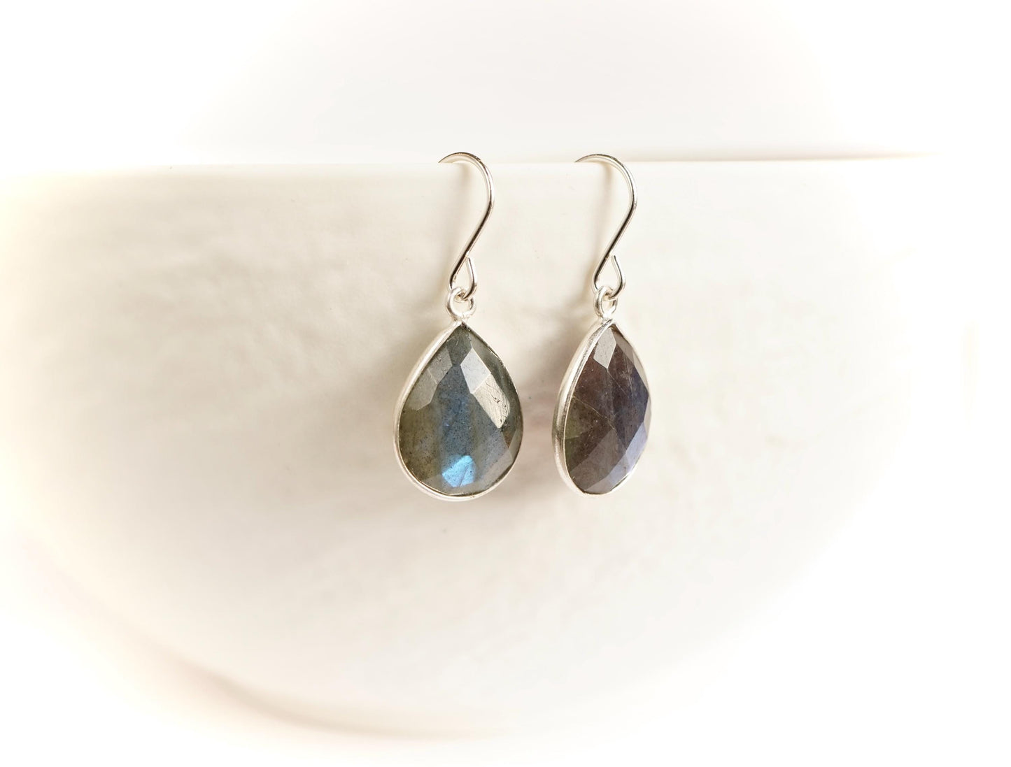 Labradorite Sterling Silver Drop Earrings * Simple earrings * Lightweight earrings