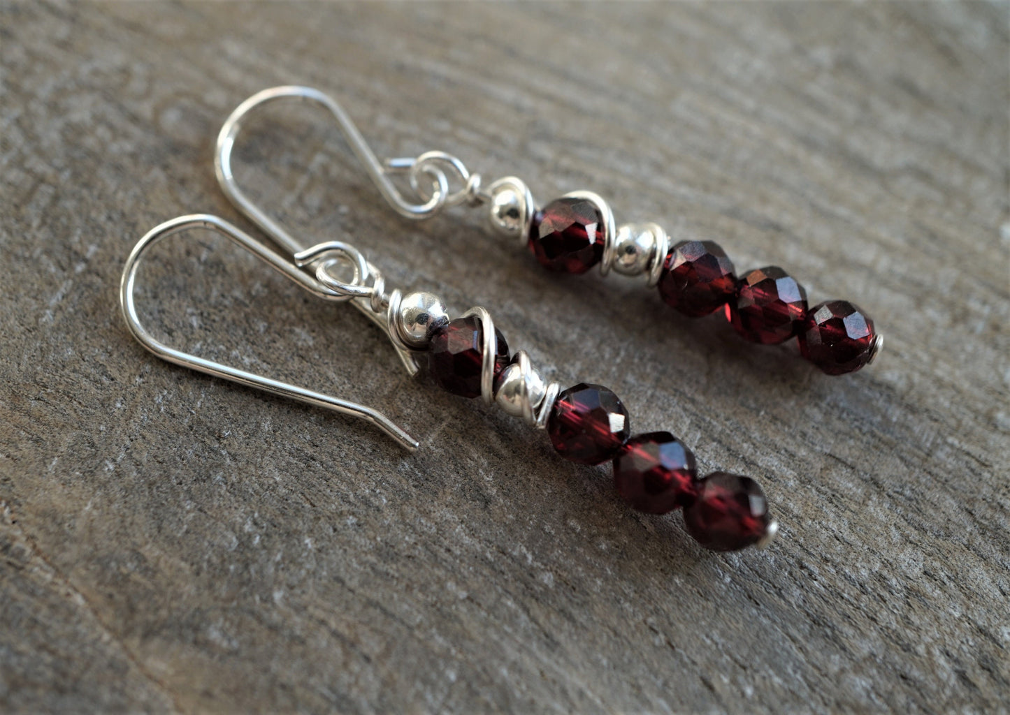 Garnet Sterling Silver Earrings* January Birthstone* Garnet Jewelry* Dainty earrings* Gift for her* Feminine* Talisman stone
