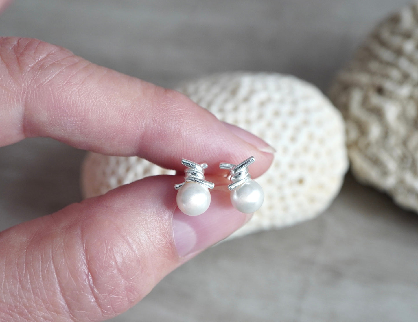 Cute Small Pearl Stud Earrings * Bridesmaid gift * Pearl earrings * Gift for her