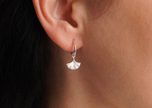 Cute Ginkgo Leaf Hoop Earrings * Leaf earrings * Ginkgo Biloba Hoop * Small hoop