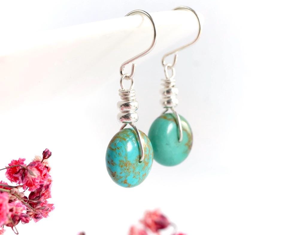Turquoise Earrings with Sterling Silver * December Birthstone * Turquoise Jewelry* Talisman stone