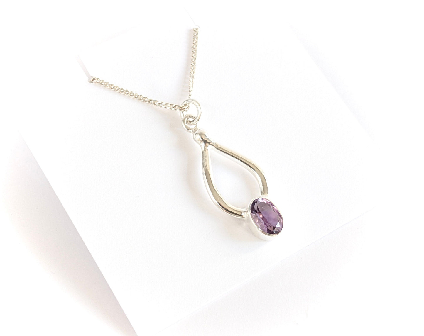 Amethyst Drop Necklace * Sterling Silver necklace * Gift for her * February gift