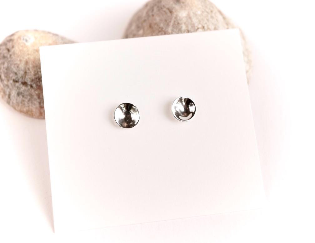 Concave Round Stud * Round Earrings * Minimalist Earrings *Gift for her
