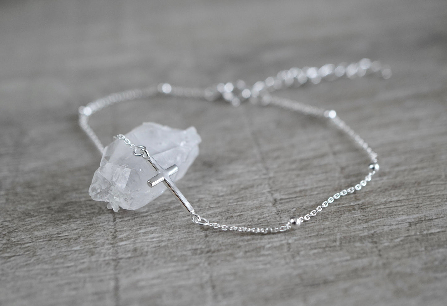 Dainty Cross Sterling Silver Bracelet * Gift For Her *