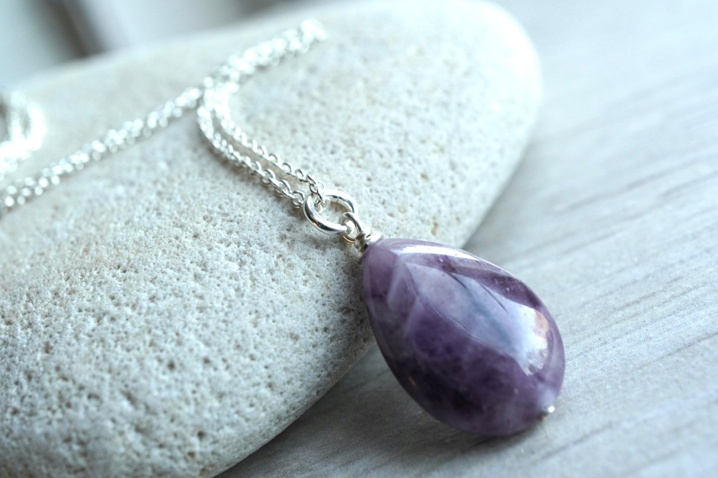 Amethyst Sterling Silver Necklace *February Birthstone Gift *Calming stone *