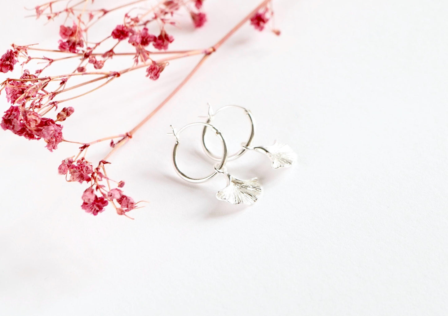 Cute Ginkgo Leaf Hoop Earrings * Leaf earrings * Ginkgo Biloba Hoop * Small hoop