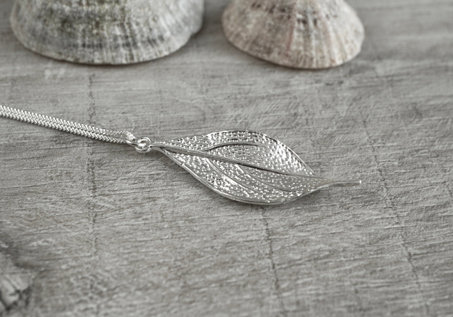 Cute "Fluttering" Leaf Silver Necklace * Sterling Silver Necklace *