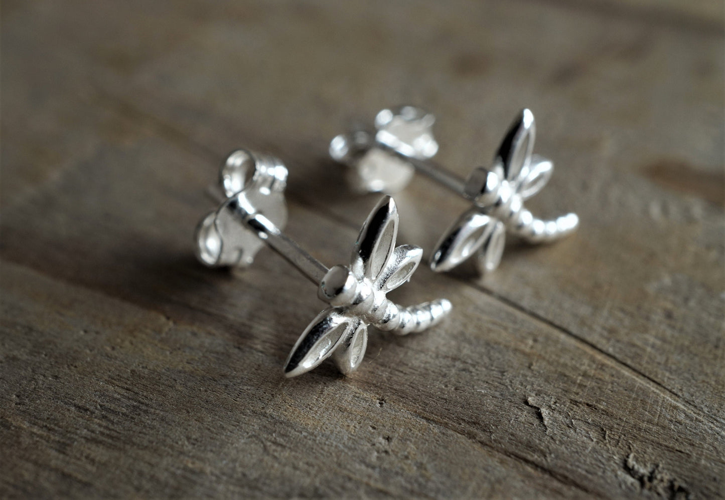 Sterling Silver Dragonfly Earrings Stud * Good luck earrings * Freedom