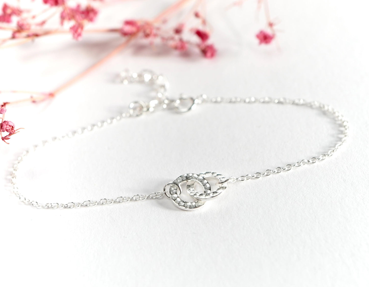 Double Circle Sterling Silver Bracelet * Dainty Feminine Bracelet * Gift For Her *