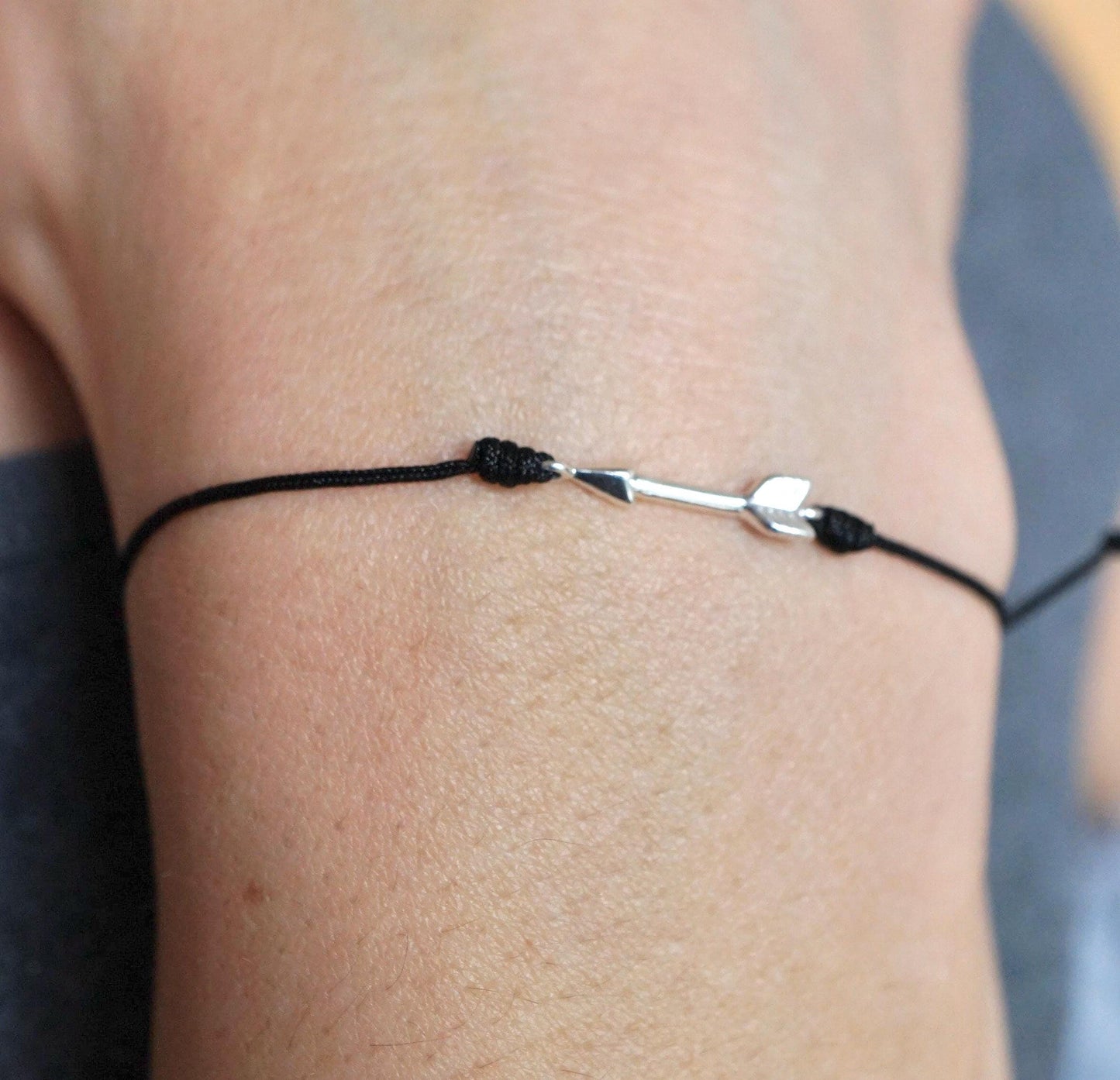 Arrow Sterling Silver Dainty Cord Bracelet* Feminine* Layered Bracelet* Arrow jewelry