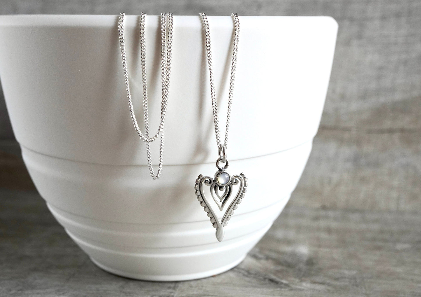 Beautiful Small Filigree Pendant Necklace *Sterling silver * Dainty * Gift for her* Feminine*