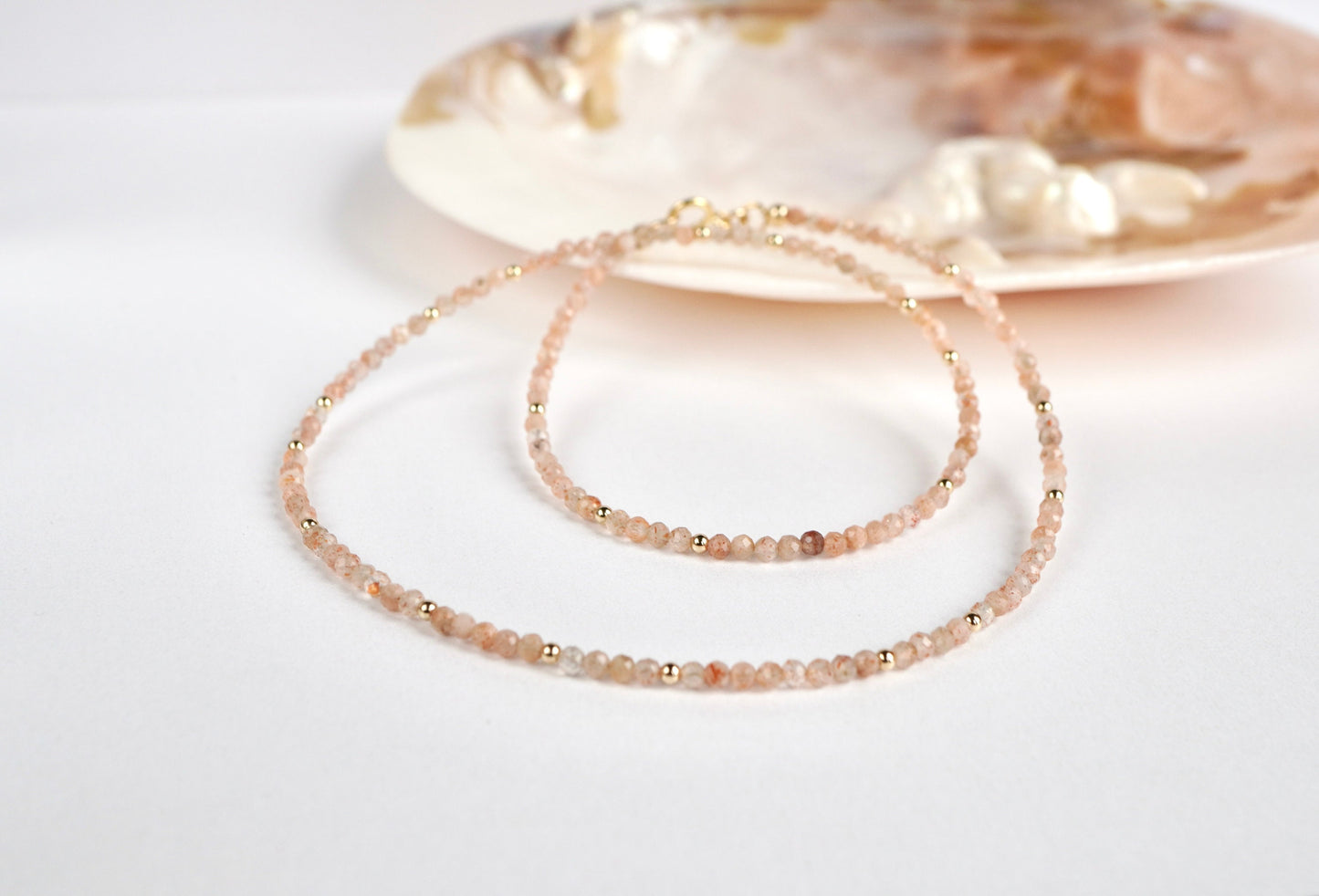 Faceted Sunstone Necklace * Natural colour necklace * Delicate choker necklace * Gift for her * Feminine