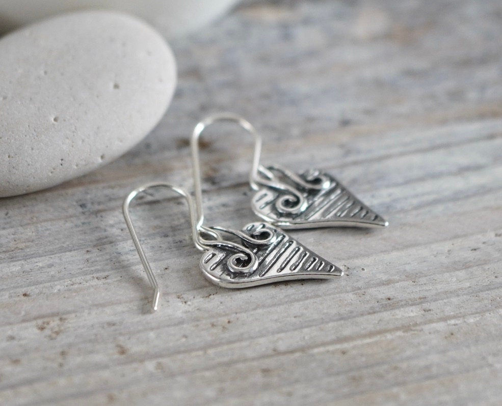 Boho Heart Earrings * Sterling silver * Gift for her * Love earrings *