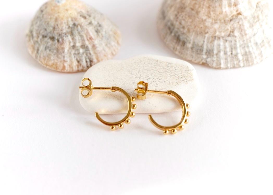 Gold Sterling Silver Dainty Half Hoop Earrings * Feminine earrings * Boho hoop