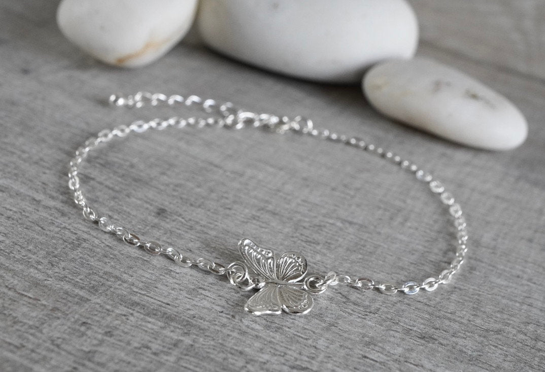 Butterfly Sterling Silver Dainty Bracelet * Butterfly jewellery * Gift for her