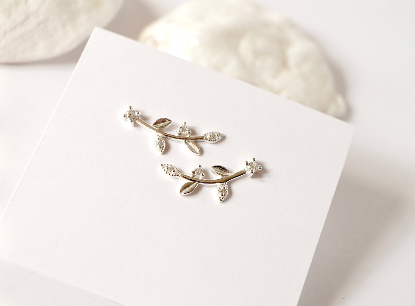 Leaf Bar Stud Earrings * Stud * Leaf earrings * Sterling Silver Stud