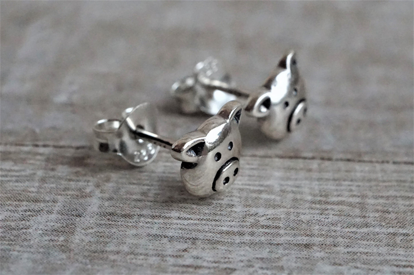 Sterling Silver Pig Stud Earrings * Stud earrings * Good luck jewelry * Animal stud