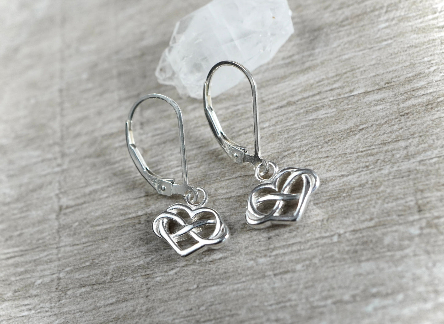 Sterling Silver Infinity Heart Earrings, Mother gift, Friend gift, Heart jewelry