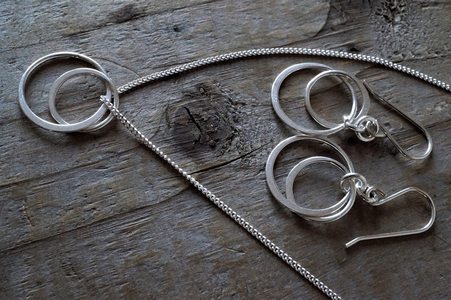 Double Link Eternity Sterling Silver Necklace * Gift for her * Feminine* Eternity Jewelry