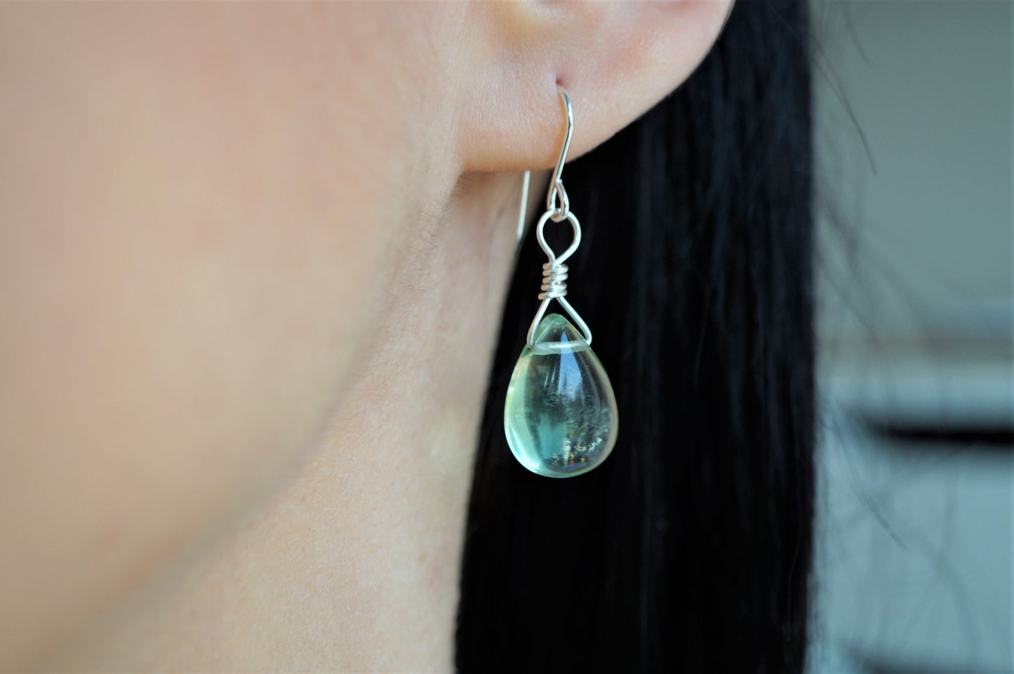 Small Fluorite Drop Necklace Sterling Silver* Dainty necklace* Gift for her* Feminine* Stone necklace* Fluorite jewelry