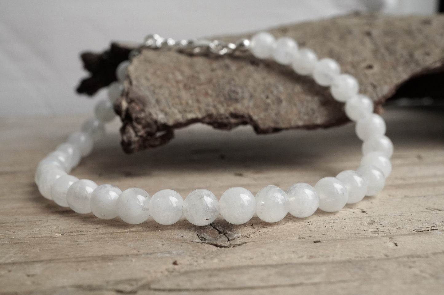 Moonstone Sterling Silver Bead Bracelet * Moonstone Jewelry * Birthstone of June * Gift for her * Feminine