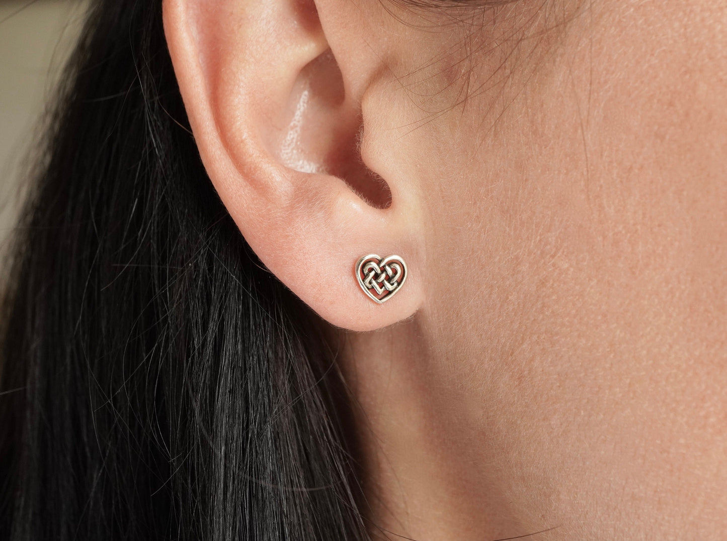 Celtic Heart Sterling Silver Knot Stud Earring, Wiccan, Pagan, Promise earrings, Viking jewellery, gift for her