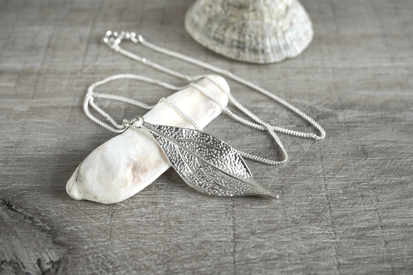 Cute "Fluttering" Leaf Silver Necklace * Sterling Silver Necklace *