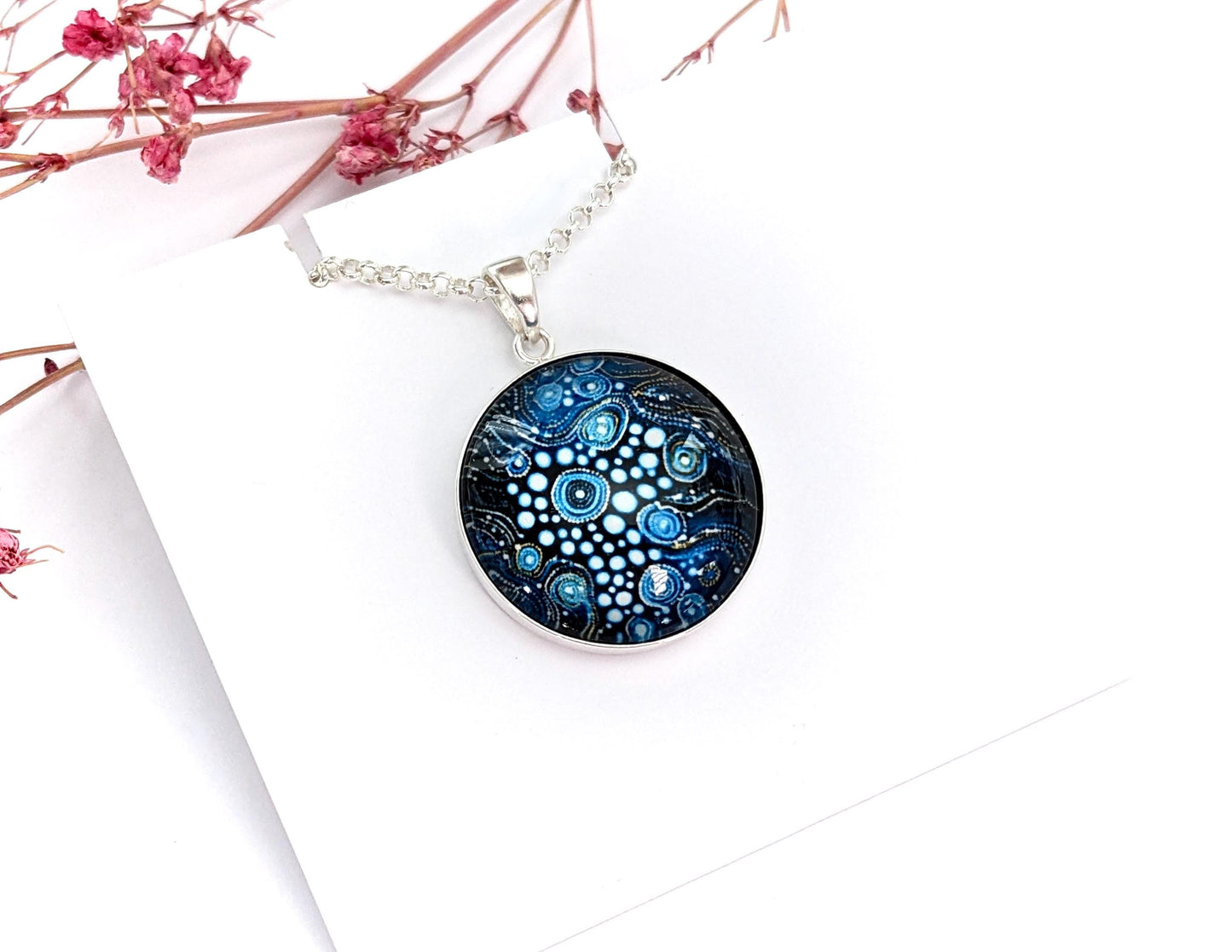 Blue Pendant Sterling Silver Necklace * Gift for her* Pendant necklace