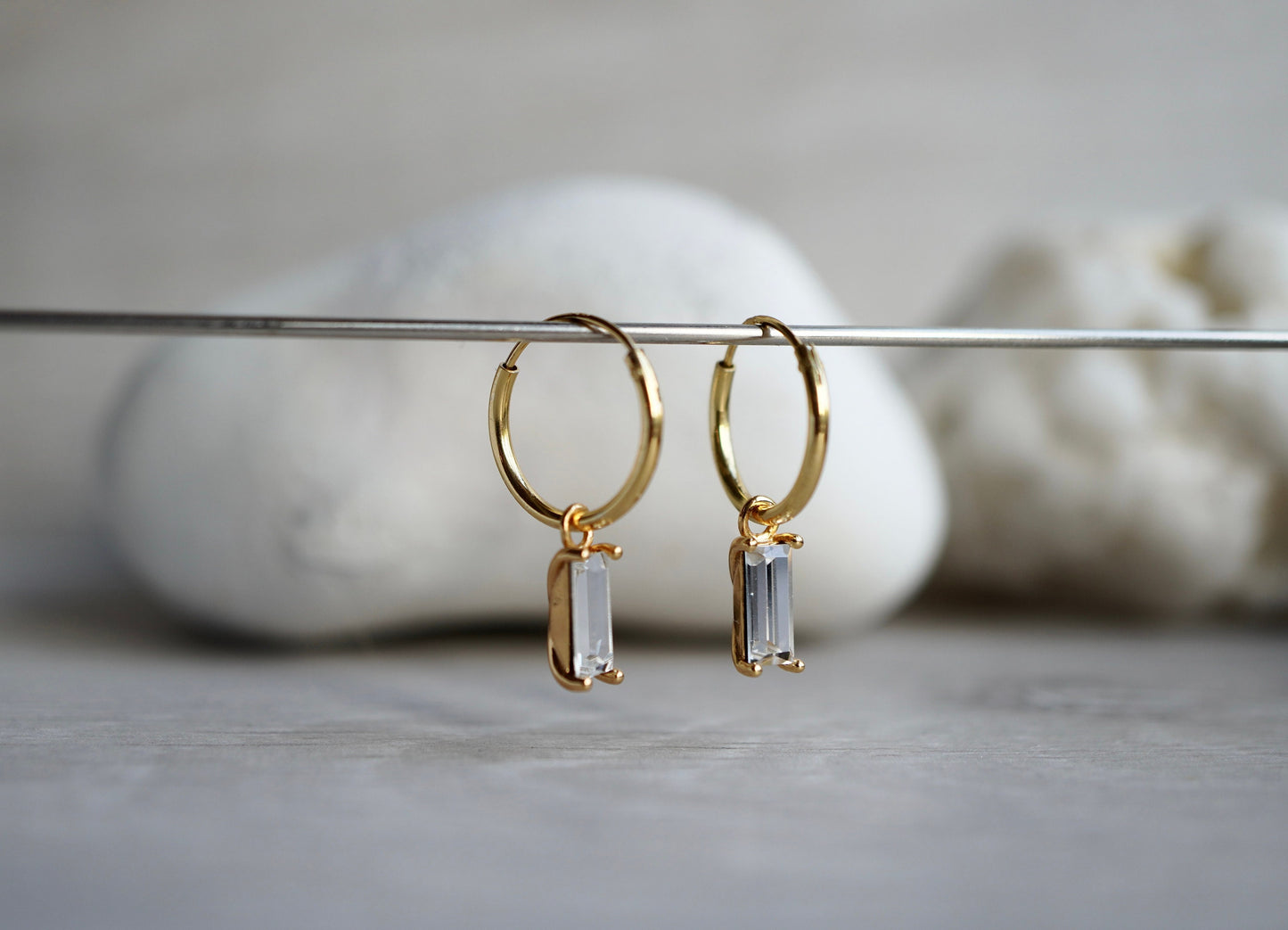Gold Crystal Hoop Earrings * Boho earrings *  Golden hoop * Feminine jewellery